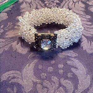 Crystal Stretch Bracelet with Sterling Silver Clasp Vintage